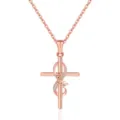 Rose Gold Cross Infinity Necklace with Zirconia Accent, Elegant Fashion Jewelry for Women. - Cross and Infinity Symbol Style (2026-01-N-5303) / Rose Gold