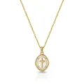 Gold cross necklace for women, stylish copper pendant clavicle chain modern jewelry. - Oval Cross Pendant Style (2026-04-N-5655) / Gold