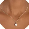 Silver heart pendant clavicle necklace, delicate minimalist chain, elegant geometric jewelry. - 3D Heart Pendant Style (2026-03-N-5532) / Steel