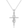 Silver cross necklace featuring infinity symbol and faith pendant for stylish daily wear. - Cross with "Faith" Lettering Style (2026-01-N-5303) / Steel