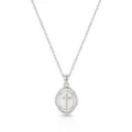 Silver-tone cross pendant necklace for women, elegant minimalist clavicle chain jewelry. - Oval Cross Pendant Style (2026-04-N-5655) / Steel