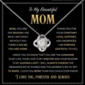 Elegant silver rhinestone knot pendant necklace with mother message card for women. - Heart Knot Style (2026-01-N-2487 Style 8) / Steel
