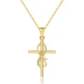 Gold cross infinity pendant necklace featuring a faith script charm and delicate crystal for women. - Cross with "Faith" Lettering Style (2026-01-N-5303) / Gold