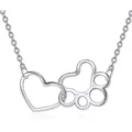 Silver Heart and Paw Pendant Necklace Variant, Elegant Collarbone Chain Jewelry for Women. - Heart Paw Print Style (2026-05-N-5800) / Silver
