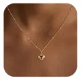 Gold heart pendant necklace dainty satellite chain minimalist clavicle jewelry for women - 3D Heart and Bead Style (2026-01-N-5262 Style 3) / Gold