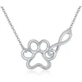 Silver plated copper paw print infinity necklace for women, stylish minimalist clavicle chain. - Paw Print Infinity Style (2026-05-N-5800) / Silver