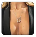 Minimalist silver Y-shaped necklace with irregular pendant for women fashion elegant chic. - Y-Shape Irregular Geometric Style (2026-01-N-5171 Style 1) / Steel