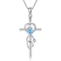 Silver cross stethoscope paw print necklace pendant crystal jewelry for women gift daily wear - Cross Stethoscope Paw Print Style (2026-05-N-5800) / Silver