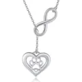 Silver infinity paw heart Y necklace, elegant women's clavicle chain jewelry for daily wear. - Infinity Heart Paw Necklace (5800-Style 5) / Silver