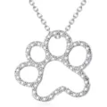 Silver Plated Rhinestone Paw Print Pendant Necklace Cute Animal Pendant Jewelry Variant - Pave Rhinestone Paw Print Necklace (5800-Style 6) / Silver