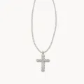 Silver cross necklace with sparkling bezel set rhinestone pendant for women fashion. - Rhinestone Cross Style (2026-03-N-5560) / Steel