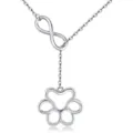 Silver Infinity Paw Y-Necklace, elegant minimalist clavicle chain for women daily wear. - Infinity Heart Hollow Paw Y-Necklace (5800-Style 9) / Silver