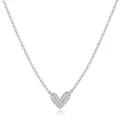 Silver Paved Zirconia Heart Pendant Necklace Elegant Collarbone Chain Jewelry for Women - Side-Set Heart Pendant Style (5684-Style 2) / 16" / Gold