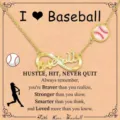Women's gold infinity baseball pendant necklace with motivational card jewelry gift - Baseball Infinity Style (KD0020251029) / 45+5cm / Gold