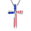 American flag cross pendant necklace fashion minimalist stainless steel chain jewelry gift - Star and Stripes Cross Style (2026-03-N-5490) / Steel