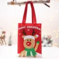 Rode Kerst Vilt Draagtas Rendier Cadeauzak Snoepzak Feestelijke Vakantie Decor - Rode Sticker Rendier