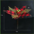 Weihnachten künstliche Blume Dekoration rot schwarz karo Goldnetz Beeren Stiel 17x21cm - Rot/Schwarz Karo