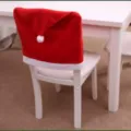 Red Christmas Santa hat chair cover for holiday home party decoration style variant. - Flannel Chair Cover / Red (O1-13)