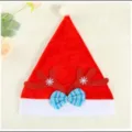Dicke rote Weihnachtsmütze mit Plüsch-Rentiergeweih und Schleife für Festtagsdeko. - Erwachsene Samt-Rentier-Mütze (Verdickt Rot) 28*41cm