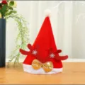 Thickened velvet Christmas hat with red design, cute reindeer antlers and bow for holiday party decor. - Kids Red Reindeer Antlers