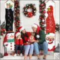 Christmas hanging banner set holiday door decoration festive party supplies snowman santa print - X2-14 Gift Box & Bell Style