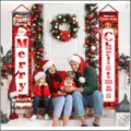 Christmas porch banner hanging decorations red buffalo plaid holiday party decor outdoor - X2-15 Santa Claus Doll Style