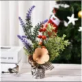 Mini artificial lavender and berry potted plant desktop Christmas decoration ornament. - Lavender Style
