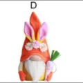 Cute Easter Bunny Gnome Plush Doll with Carrot and Floral Hat Spring Festival Toy Variant D - Style D