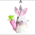 Easter gnome plush toy with bunny ears and pink carrot, variant A decoration gift. - Style A
