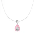 S925 sterling silver pink enamel teardrop zirconia transparent wire necklace for women - 925 Silver / Pink (YA0595)