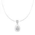 S925 sterling silver transparent fishing line necklace with sparkling waterdrop zircon pendant for women - 925 Silver / White (YA0595)