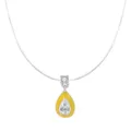S925 Sterling Silver Teardrop Yellow Enamel Zircon Invisible Wire Necklace for Women - 925 Silver / Yellow (YA0595)