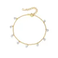 Bracciale in Argento Sterling S925 Placcato Oro Zircone Donna Moda Gioielli Regalo - Stile Nappina in Zirconia Bianca (L251) / Catena Regolabile 16+3cm / Stile Dorato