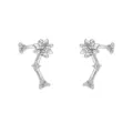 S925 Sterling Zilver Sterrenbeeld Zirkoon Oorknopjes Elegante Mode Sieraad Variant. - Kreeft (E5942) / Wit
