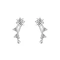 Zilveren sprankelende zirkonia klimmer oorbellen voor vrouwen mode elegante sieraden - Weegschaal (E5942) / Wit