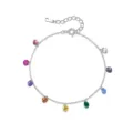 Bracciale con ciondoli in argento S925 zircone cubico colorato da donna, gioiello elegante. - Stile Nappina in Zirconia Multicolore (L251) / Catena Regolabile 16+3cm / Stile Argento
