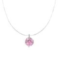 S925 Zilver Roze Roos Geslepen Zirkonia Onzichtbare Vislijn Hanger Dames Halsketting - A4462 roze 39 cm / 925 zilver