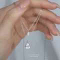 S925 Zilveren Dubbellaagse Peer Zirkonia Ketting Elegante Druppel Ketting Variant - Witte Zirconia Geplatineerd (A4518) / 925 zilver