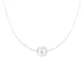 Transparante vislijn ketting met parel elegante minimalistische sieraden voor vrouwen - Ronde Kraal (A673) / 39cm / Zilver - 8mm Kunstparel
