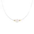 Minimalistische onzichtbare vislijn parelketting met delicate gouden kralen elegante sieraden. - A4340 39 cm / 925 zilver