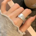 Minimalistische brede zilveren ring, veelzijdige dagelijkse sieraden voor dames, chic. - Verstelbaar Open / Minimalistische Gladde Brede Stijl (K1699)