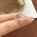 S925 zilver minimalistische kraal ring met sprankelende enkele steen open ontwerp - Verstelbaar Open / Kralen Enkele Steentje Stijl (K1612)
