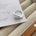 S925 zilver minimalistische geometrische crossover ring, chique niche design. - Verstelbaar Open / Dubbellaagse Geometrische Vervlochten Stijl (K1698)
