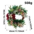 Christmas pine wreath with red black plaid bow, pinecones and berries, 46x45x11cm, 508g - Red Black Plaid Bow Christmas Pine Wreath (Red Black Plaid Pine Wreath-SH)