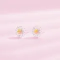 S925 Sterling Silber Gänseblümchen Ohrringe Süße Blume Schmuck Geschenk für Damen. - Gelbe Große Gänseblümchen Ohrstecker (E166_S925 Silber)