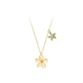 S925 zilveren kattenoogsteen bloem ketting, zoete Koreaanse stijl sleutelbeen ketting sieraden. - Dubbele Bloemen Stijl (A2726) / Goud