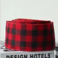 Red and black buffalo plaid ribbon roll for Christmas holiday gift wrapping and DIY decor. - 5CM Red and Black Plaid