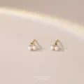 S999 Sterling Silber Perle Kirsche Ohrstecker Süßer Stil Modische Schmuck für Damen - 990 Silber / Gold
