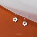 S925 Sterling Silver Minimalist Flower Hook Earrings Elegant Chic Jewelry Gift for Women - Electroplated Platinum Style (E2616) / White Gold
