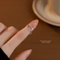 S925 sterling silver antler ring for women, minimalist open adjustable size design. - Adjustable Open / Silver
